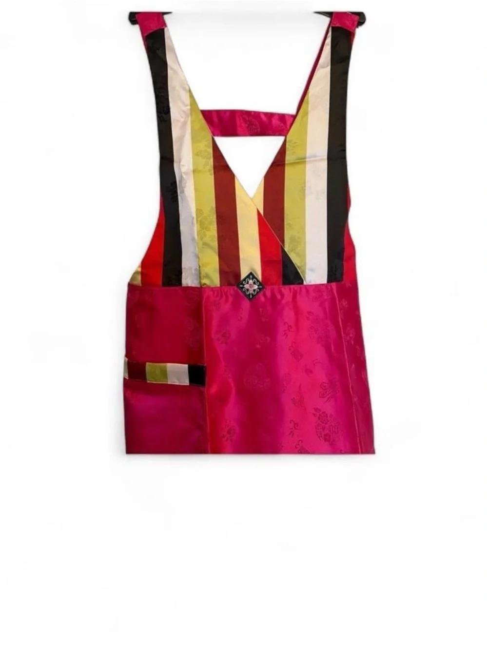 NWOT SILK Pink Colorful Striped Apron